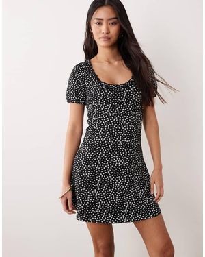 Miss Selfridge Ditsy Print Ruffle Detail Milkmaid Dress - Black