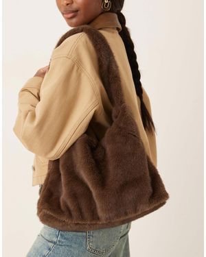 Accessorize Faux Fur Shoulder Bag - Brown