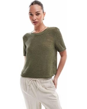 ONLY Lightweight Open Knit T-shirt - Green