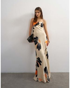 TOPSHOP Satijnen Slipdress Met Lage Ronde Hals - Wit
