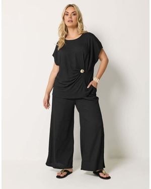 Yours Clothing Grown On Sleeve Top - Black
