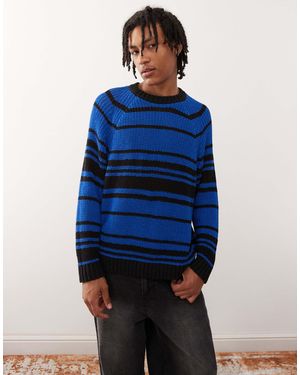 Weekday Pull oversize en maille ajourée à rayures - Bleu