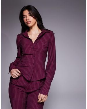 Kaiia Exclusive Button Front Fitted Shirt - Purple
