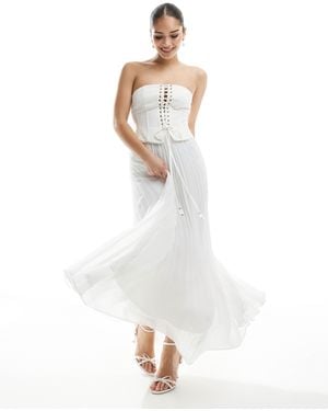 EVER NEW Bridal Corset Pleated Maxi Dress - White