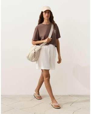 Oysho 100% Cotton Bermuda Shorts - Natural