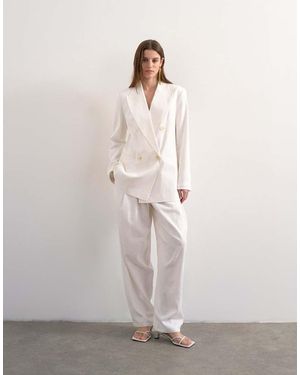 TOPSHOP Linen Barrel Leg Trouser - White