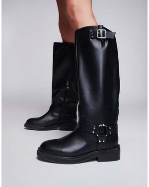 River Island Stivali Biker Al Ginocchio Neri - Blu