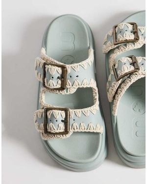 Mou Eva Two Buckle Sandals - Grey