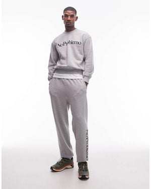 No Problemo Logo Cotton Sweatpants - Gray