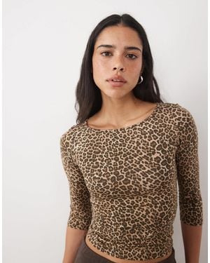 Motel Ione 3/4 Sleeve Top - Brown