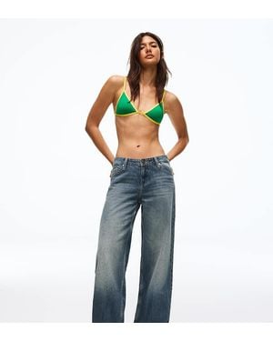 Bershka Jeans Met Lage Taille En Rechte Pijpen - Blauw
