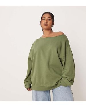 ASOS Curve Oversized Off The Shoulder Sweatshirt - Green