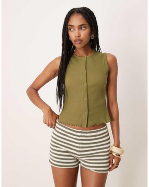 Vila Button Front Vest - Green