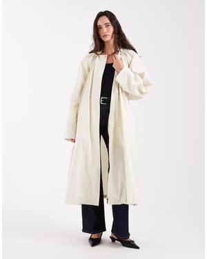 ASOS Cinched Longline Bubble Hem Trench Coat - Natural