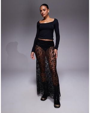 ASOS Lace Bias Maxi Skirt - Blue