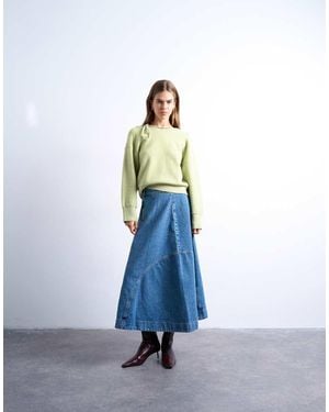 TOPSHOP Knitted Tie Neck Jumper - Blue