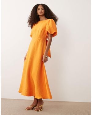 Nobody's Child Occasion Zola Puff Sleeve Midaxi Dress - Orange