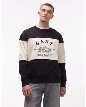 GANT Ski Club Block Embroidered Relaxed Fit Sweatshirt - Black