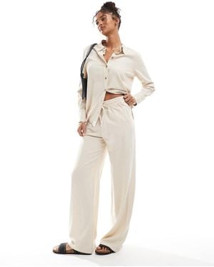Jdy Wide Leg Linen Mix Trousers - Natural