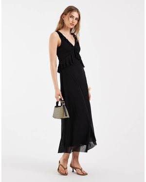ONLY Frill Details V-neck Maxi Dress - Black