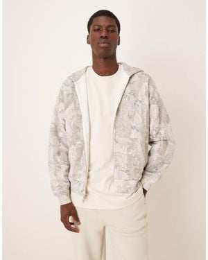 Abercrombie & Fitch Essential - sweat à capuche zippé avec motif camouflage - Neutre