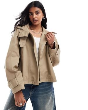 ASOS Cropped Cape Detail Trench Coat - Natural