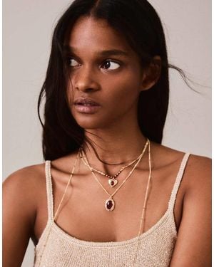 Bershka Confezione Di Collane Con Perline Dorate - Marrone