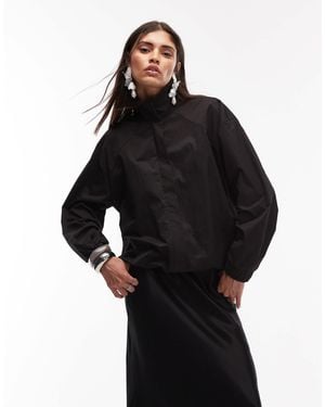 ASOS Funnel Neck Tech Jacket With Pleat Sleeve Detail - Black