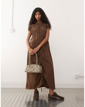 Collusion Multi Channel Short Sleeve Midi Dress - Natural