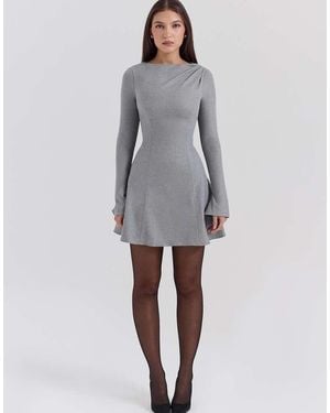House Of Cb Angelique A-Line Long Sleeve Mini Dress - Grey