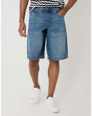 Threadbare Baggy Fit Denim Shorts - Blue