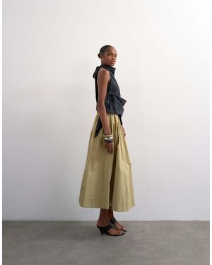 TOPSHOP Drop Waist Saloon Maxi Skirt - Natural