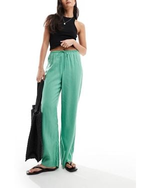 & Other Stories Wide Leg Soft Drawstring Trousers - Green