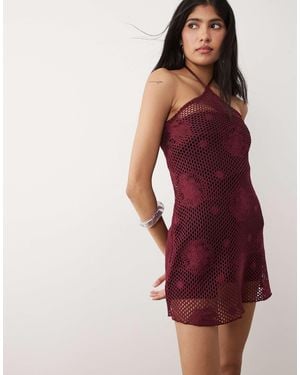 Motel Kaku Crochet Dress - Red