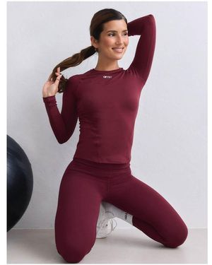 Aim'n Merlot Zachte Basic Top Met Lange Mouwen - Rood