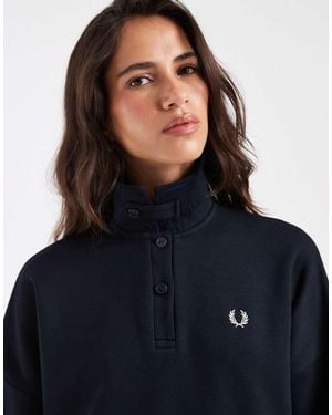 Fred Perry Sudadera Con Cuello Y Acabado Interior Afelpado En - Azul
