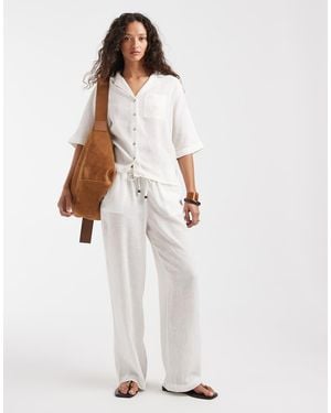 ONLY Linen Blend Wide Leg Trousers - White