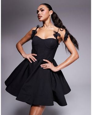Jarlo Structured A-line Mini Dress With 3d Strap Detail - Black