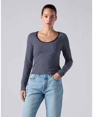 Levi's Top De Manga Larga De Encaje Pointelle En Denim Azul