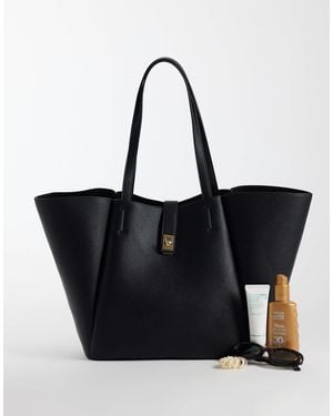 ASOS Winged Tote Bag With Lock Detail - Black