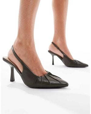 SEQWL Salado Ruched Detail Slingback Heels - White
