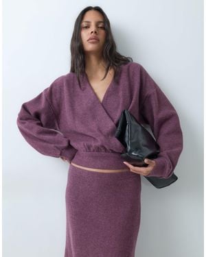 ASOS Long Sleeve Wrap Top Co-ord - Purple
