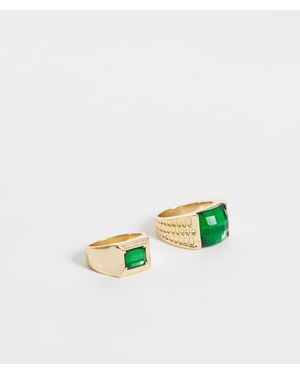 ASOS Pack Of 2 Stone Set Vintage Rings - Metallic