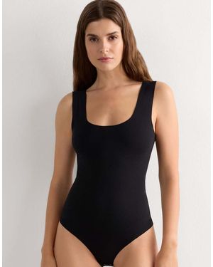 Intimissimi Raw-Cut Cotton Bodysuit - Black