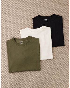 ASOS Essentials 3 Pack Regular Fit T-Shirt - Green