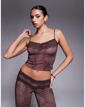 I.AM.GIA Beau Double Lace Trim Cami Top Co-ord - Brown