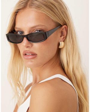Mango Gafas De Sol Negras Estrechas De - Marrón