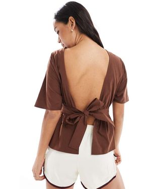ASOS Tie Waist Open Back Sleeveless Blouse - Brown