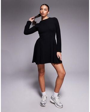 ASOS Supersoft Long Sleeve Godet Mini Dress - Blue
