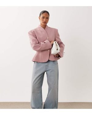 Miss Selfridge Cropped Collarless Blazer - Pink